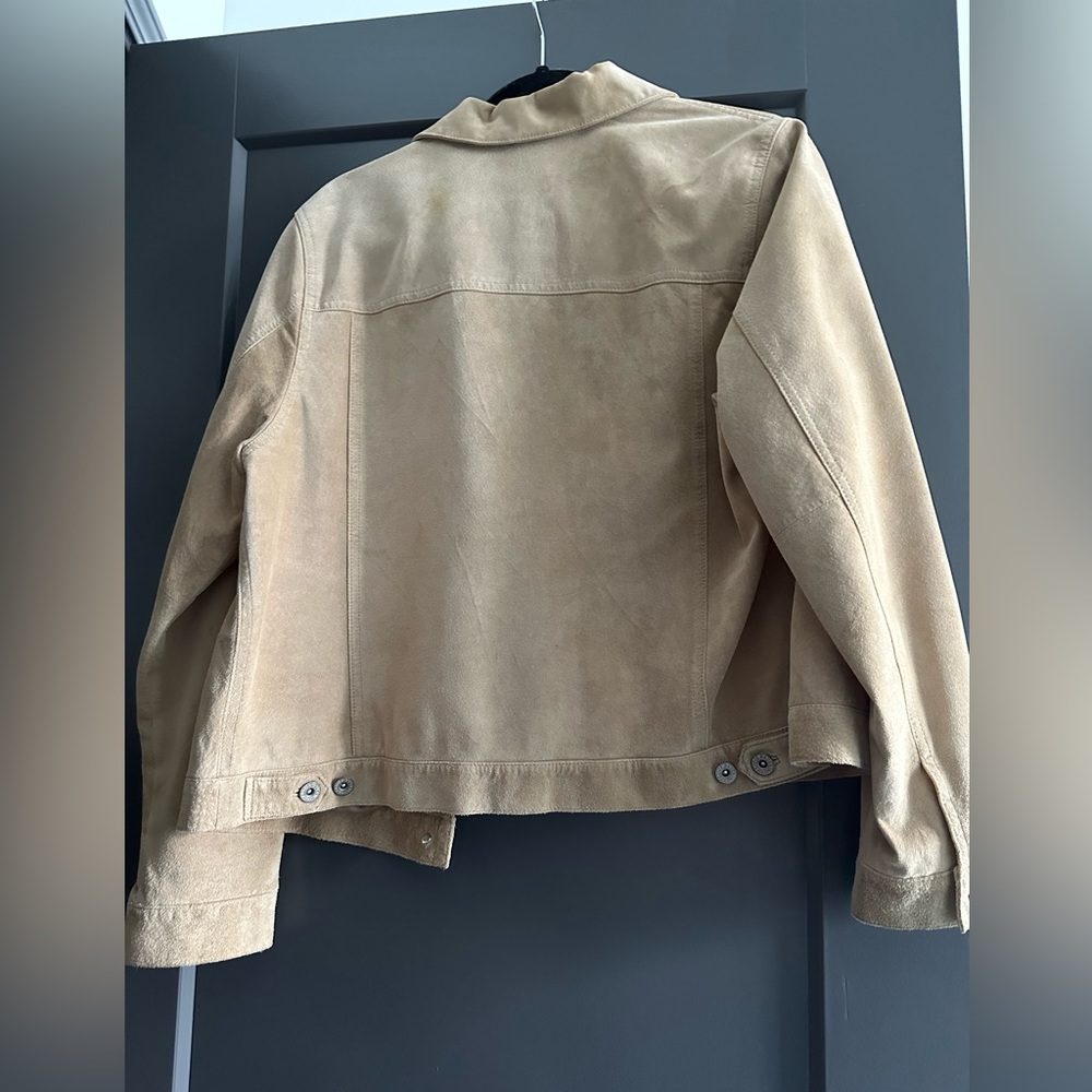 Eddie Bauer camel washable leather suede jacket - Picture 2 of 4